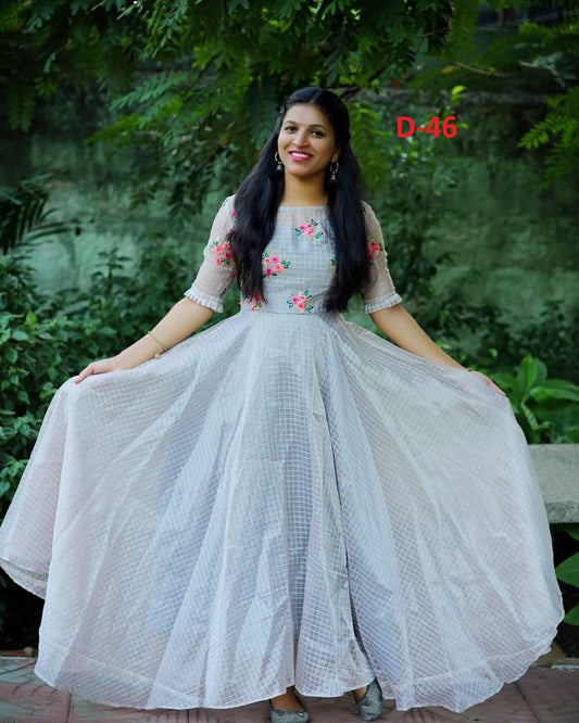 Beautiful Designer Pattu Anarkali Gown South Indian Touch