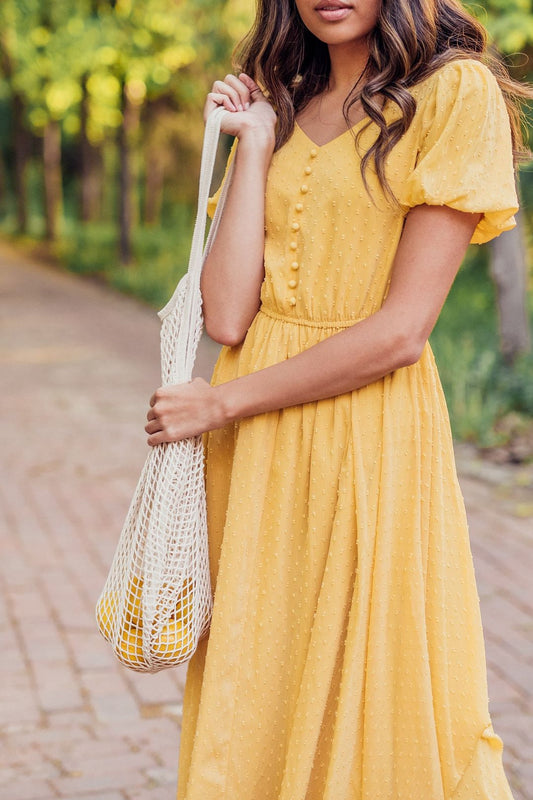 Yellow Trendy Georgette casual dress with heavy work